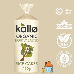 KALLO Organic Lightly Salted Wholegrain Low Fat Rice Cakes (130g)