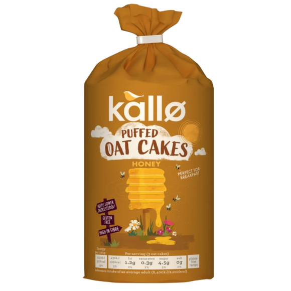 Kallo Puffed Oat Cakes Honey 122G