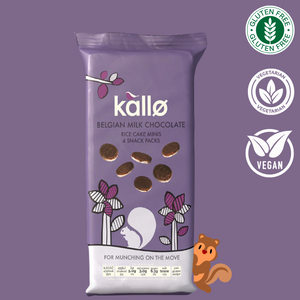 KALLO Milk Chocolate Rice Cake Minis (4 x 21g) 4 Snack Packs