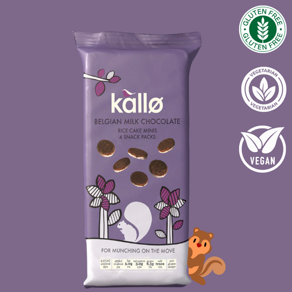 KALLO Milk Chocolate Rice Cake Minis (4 x 21g) 4 Snack Packs