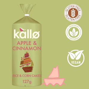 KALLO Apple Cinnamon Low Fat Rice Corn Cakes (127g)