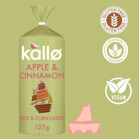 KALLO Apple Cinnamon Low Fat Rice Corn Cakes (127g)