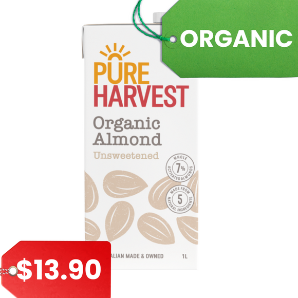Pure Harvest ORGANIC Almond Milk (Unsweetened) (1 litre)