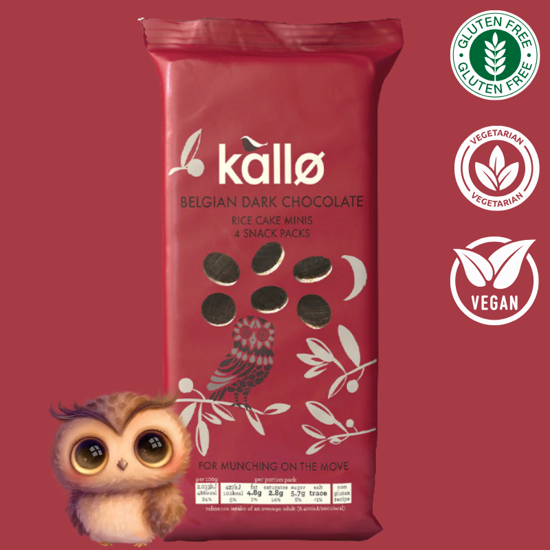 KALLO Dark Chocolate Rice Cake Minis (4 x 21g) 4 Snack Packs – Mrs Free ...