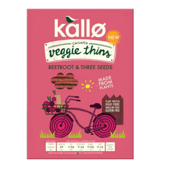 Kallo Chickpea Veggie Thins Beetroot Three Seeds 100G