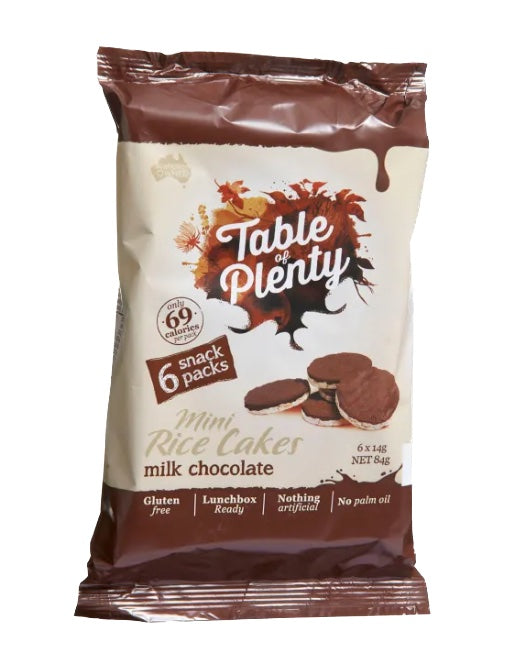 Table of Plenty Milk Choc Mini Rice Cakes (84g)(Indiv Packs and Carton Sale)