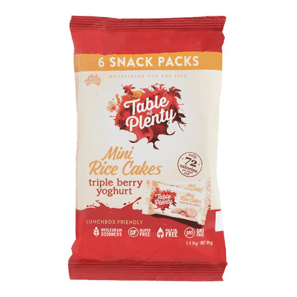 Table of Plenty Mini Rice Cakes – Triple Berry Snack Pack (84g) (Delivery Jan 25)