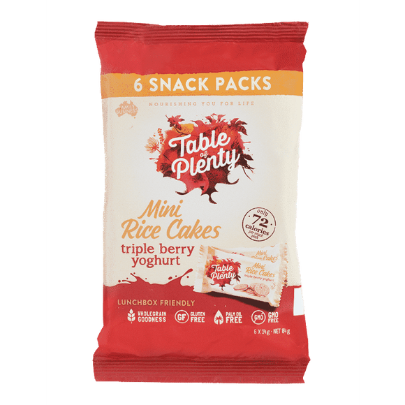 Table of Plenty Mini Rice Cakes – Triple Berry Snack Pack (84g)NEW!